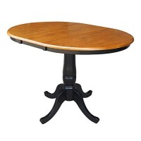 International Concepts 36-Inch Round Top Pedestal Table With 12-Inch Leaf, 30-Inch Standard Table Height, Blackcherry