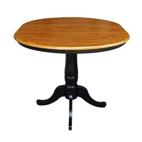 International Concepts 36-Inch Round Top Pedestal Table With 12-Inch Leaf, 30-Inch Standard Table Height, Blackcherry
