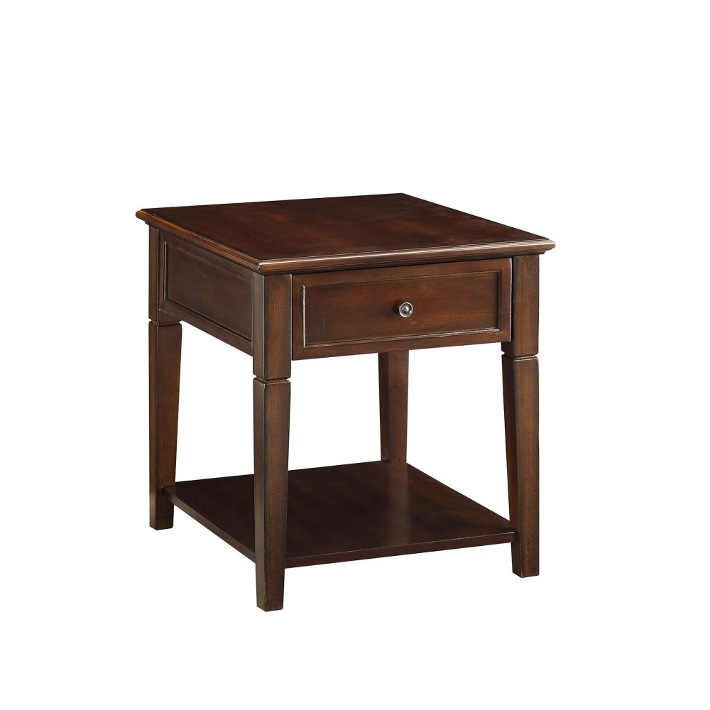 Acme Malachi 1-Drawer Wooden End Table With Bottom Shelf In Walnut