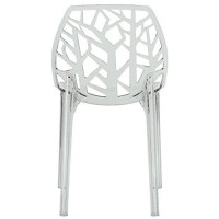 Leisuremod Caswell Cut-Out Tree Design Modern Dining Chairs, Set Of 2 (Clear)