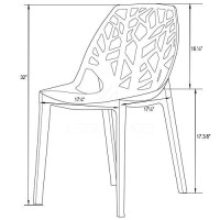 Leisuremod Caswell Cut-Out Tree Design Modern Dining Chairs, Set Of 2 (Clear)