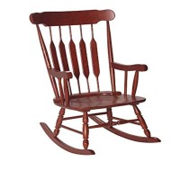 Gift Mark Rocking Chairs - Classic Wooden Rocker - Comfort Fitted Design Perfect For Living Rooms, Bedrooms, Nurserys, And More - Classic Vintage Style Chairs (Cherry)