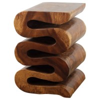 Haussmanna Wood Wave Verve Accent Snake Table 14X14X20 In H Walnut Oil