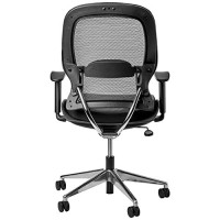 Space Seating 335 Series Professional Air Grid Back Adjustable Office Chair With Thick Padded Bonded Leather Seat And Heavy Duty Aluminum Base, Black