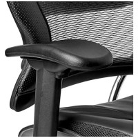 Space Seating 335 Series Professional Air Grid Back Adjustable Office Chair With Thick Padded Bonded Leather Seat And Heavy Duty Aluminum Base, Black