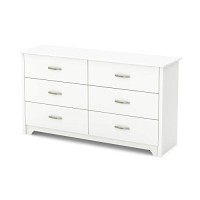 South Shore Fusion 6-Drawer Double Dresser Pure White, Contemporary