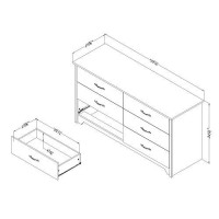 South Shore Fusion 6-Drawer Double Dresser Pure White, Contemporary