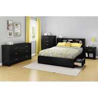 South Store Furniture Fusion 6-Drawer Double Dresser Pure Black