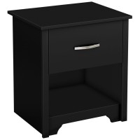 South Shore Furniture Fusion 1-Drawer Nightstand, Pure Black