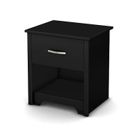 South Shore Furniture Fusion 1-Drawer Nightstand, Pure Black