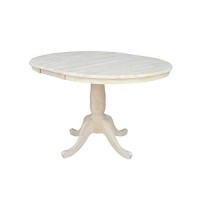 Ic International Concepts Round Top Pedestal 12 Leaf Diining Table, Unfinished