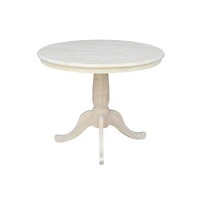 Ic International Concepts Round Top Pedestal 12 Leaf Diining Table, Unfinished