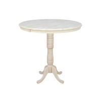 International Concepts 36-Inch Round Extension Bar Height Table With 12-Inch Leaf