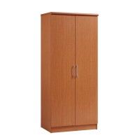 Hodedah 2 Door Wardrobe With Adjustableremovable Shelves & Hanging Rod, Cherry