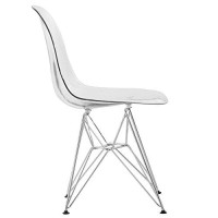 Leisuremod Carey Modern Eiffel Base Molded Side Chair Set Of 2 (Clear)