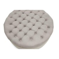 Baxton Studio Iglehart Linen Modern Tufted Ottoman, Beige