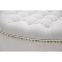 Baxton Studio Iglehart Linen Modern Tufted Ottoman, Beige