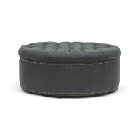 Baxton Studio Iglehart Linen Modern Tufted Ottoman, Gray