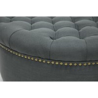 Baxton Studio Iglehart Linen Modern Tufted Ottoman, Gray