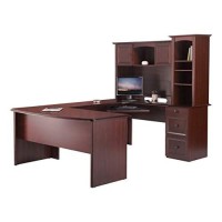 Realspace Broadstreet 65W Hutch For U-Shaped Desk, Cherry