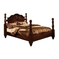 Furniture Of America Scarlette Classic Four Poster Bed, Queen, Glossy Dark Pine