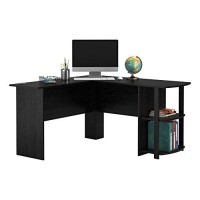 Ameriwood Home Dakota L-Shaped Desk With Bookshelves (Black Ebony Ash)