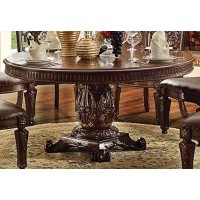 Acme Vendome Single Pedestal Round Dining Table With 60D Table Top In Cherry 62015