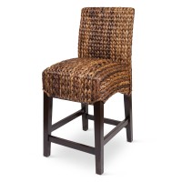 Birdrock Home Bird Rock Seagrass Counter Stool (Counter Height) - Hand Woven Mahogany Wood Frame - Fully Assembled