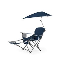 Sport-Brella 3-Position Recliner Chair With Removable Umbrella And Footrest, Midnight Blue