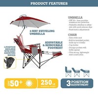 Sport-Brella 3-Position Recliner Chair With Removable Umbrella And Footrest, Midnight Blue