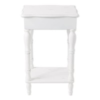 Set Of 2 Carved Wood Shabby White Nightstands