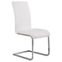Armen Living Upholstered Side Amanda White Faux Leather Dining Accent Chair With Chrome Finish-Set Of 2 Black