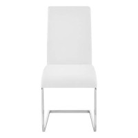 Armen Living Amanda Side Upholster Chrome White Finish Kitchen & Dining Chair-Set Of 2