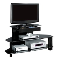 Monarch Specialties Glossy Wood Metal Tempered Tv Stand 48 Black