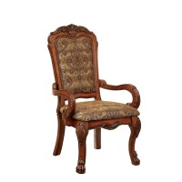 Furniture Of America Victoria Fabric Upholstered Arm Chair, Antique Oak