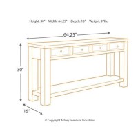 Signature Design By Ashley Gavelston Rustic Sofa Table With 4 Drawers And Lower Shelf, Weathered Black