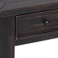 Signature Design By Ashley Gavelston Rustic Sofa Table With 4 Drawers And Lower Shelf, Weathered Black