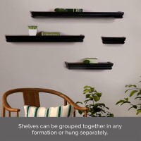 Melannco Floating Crown Molding Shelves For Bedroom, Living Room, Bathroom, Kitchen, Nursery, Set Of 4, Black