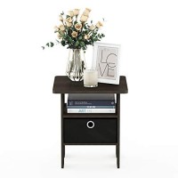 Furinno Andrey End Table / Side Table / Night Stand / Bedside Table With Bin Drawer, Dark Brown/Black, 1-Pack, Center Bin