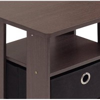 Furinno Andrey End Table / Side Table / Night Stand / Bedside Table With Bin Drawer, Dark Brown/Black, 1-Pack, Center Bin