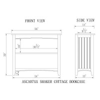 Alaterre Furniture Shaker Cottage Bookcase With 2 Shelves, Cherry