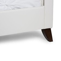 Baxton Studio Battersby Modern Bed With Upholstered Headboard, Queen, White