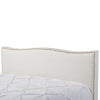Baxton Studio Battersby Modern Bed With Upholstered Headboard, Queen, White