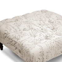 Baxton Studio Keswick Script Print Modern Tufted Ottoman, Beige