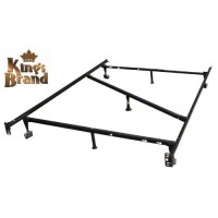 Kings Brand Furniture Heavy Duty 7-Leg Adjustable Metal Queen, Full, Full Xl, Twin, Twin Xl, Bed Frame With Center Support, Rug Rollers, Locking Wheels & 4 Glide Legs To Replace Wheels