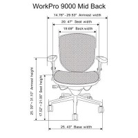 Workpro?Quantum 9000 Series Ergonomic Mid-Back Mesh/Mesh Chair, Black