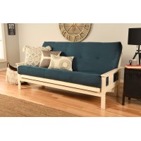Kodiak Furniture Antique White Finish Victoria Futon Frame Wmicrofiber Suede 8 Innerspring Mattress Sofa Bed Set (Blue)
