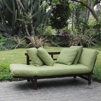 Outdoor Futon Convertible Sofa Daybed Deep Seating Adjustable Patio Furniture (Green)