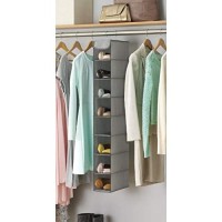 Whitmor Hanging Shoe Shelves - 8 Section - Closet Organizer - Grey