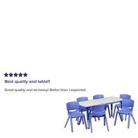 Flash Furniture Emmy 23625W X 4725L Rectangular Blue Plastic Height Adjustable Activity Table Set With 6 Chairs